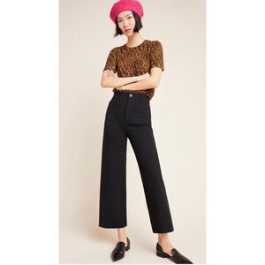 Anthropologie Courtney Ponte Cropped‎ Wide-Leg Pants Size 6